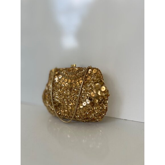 Vintage Gold Sequin Safco Bag Handmade Hong Kong With Chain Strap - Picture 3 of 8